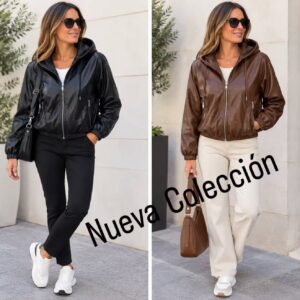 Cazadora polipiel mujer